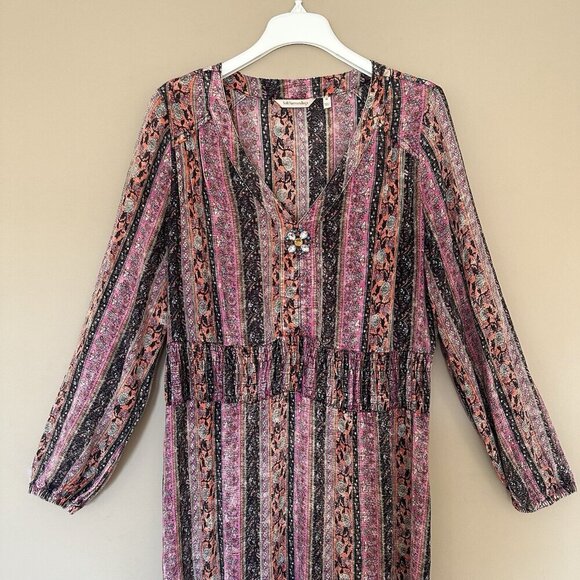 Soft Surroundings Boho Long Sleeve Maxi Dress Women M Earthy Esperanza Hippie - Picture 5 of 12